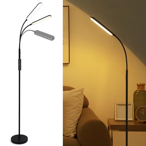 LuminexDesigns Dimmbar LED Stehlampe Schwarz, Leselampe Stehleuchte mit Fernbedienung, Modern Standleuchten für Schlafzimmer Wohnzimmer Büro von LuminexDesigns