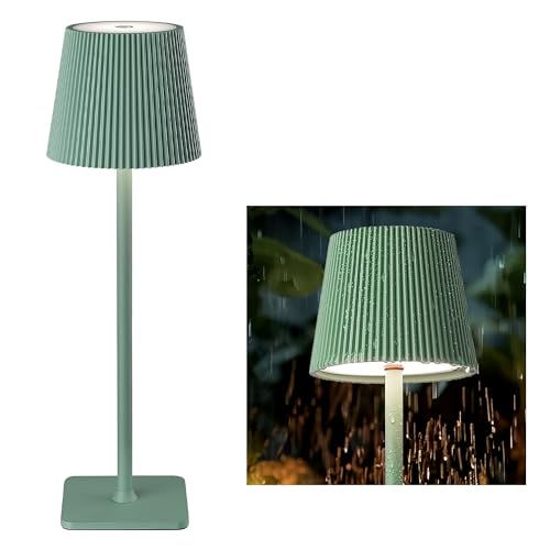 LuminexDesigns LED Tischlampe Kabellos mit 5200mAh Akku – Dimmbare Nachttischlampe mit langer Laufzeit, IP54 Wasserfest – Outdoor Lampe für Schlafzimmer, Büro, Garten, Deko, Grün von LuminexDesigns