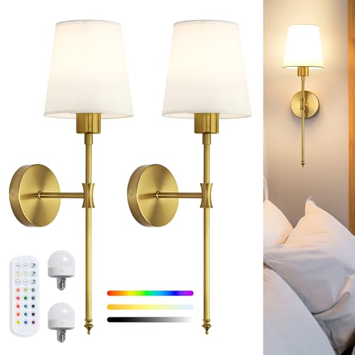LuminexDesigns RGB-Wandleuchte, 2er-Set, wiederaufladbar, Gold von LuminexDesigns