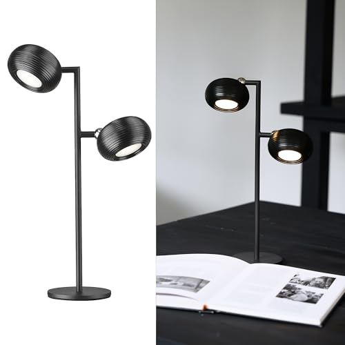 LuminexDesigns Kabellose LED Tischlampe & Wandleuchte 2-in-1 für Wohnzimmer Schlafzimmer Büro – Akku Tischleuchte Touch Dimmbar USB Aufladbar Schwarz Modern mit Magnetisch Abnehmbaren Doppelköpfen von LuminexDesigns