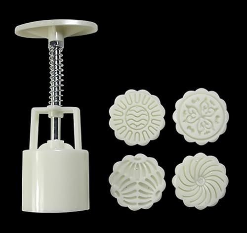 Luminexia Mondkuchenform Mooncake Mold Press,Mid-Autumn Festival Handpress Moon Cake Form Mould 4-teilige Keksstempel zum Backen von DIY-Kuchen,Plätzchen,Keksen,Dessert,Mooncake-Form,50 g/100 g von Luminexia