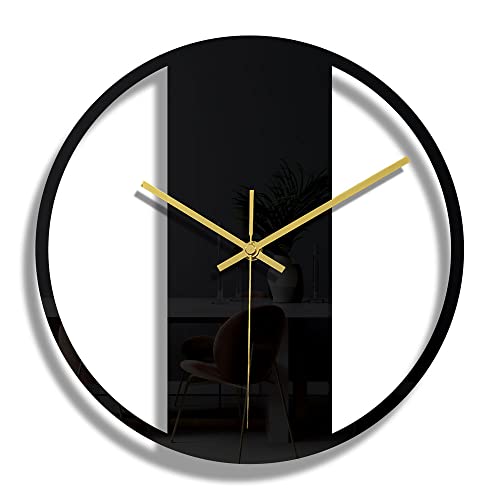 Luming Schwarz Wanduhr mit Römischen Ziffern Acryl rund Geräuschlos Industrie Vintage Digitale Wanduhr Geeignet für Wohnzimmer Schlafzimmer Arbeitszimmer Büro Flurdekoration von Luming