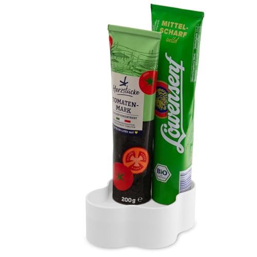 Luminick Tubenhalter, 2+2 Tubenständer, Tuben-Organizer weiß für 4 Tuben, Halterung für Standardtuben, für Senf, Mayo, Remoulade, Tomatenmark etc., Ordnung, Hygiene und Sichtbarkeit Luminick Tubenhalter, 2+2 Tubenständer, Tuben-Organizer weiß für 4 Tuben, Halterung für Standardtuben, für Senf, Mayo, Remoulade, Tomatenmark etc., Ordnung, Hygiene und Sichtbarkeit von Luminick