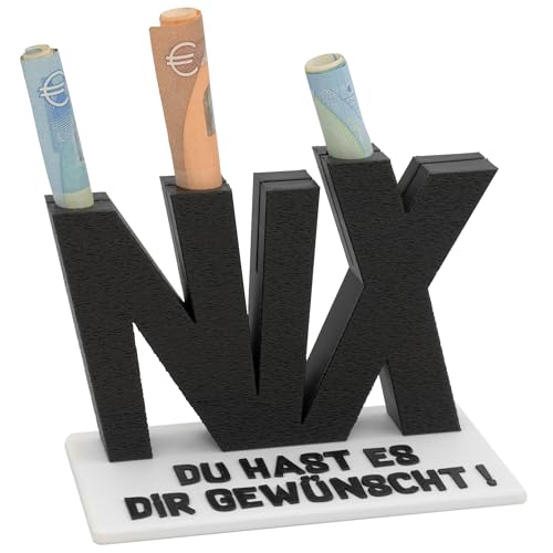 Nix Geldgeschenk, Geschenk, originelle Geschenkidee, mit Öffnungen für Geldscheine oder eine Karte – für Geburtstag, Hochzeit, Weihnachten – für alle, die sich nichts wünschen – Made in Germany Nix Geldgeschenk, Geschenk, originelle Geschenkidee, mit Öffnungen für Geldscheine oder eine Karte – für Geburtstag, Hochzeit, Weihnachten – für alle, die sich nichts wünschen – Made in Germany von Luminick