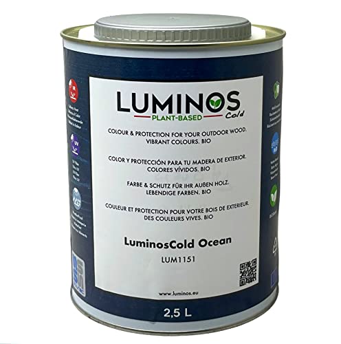 Luminos Cold - LUM1151 - OCEAN - Biopolymer-Lasur auf Wasserbasis. Verwendung für Holz im Außenbereich - Blau Ocean 2.5L von SOLRAC COATINGS