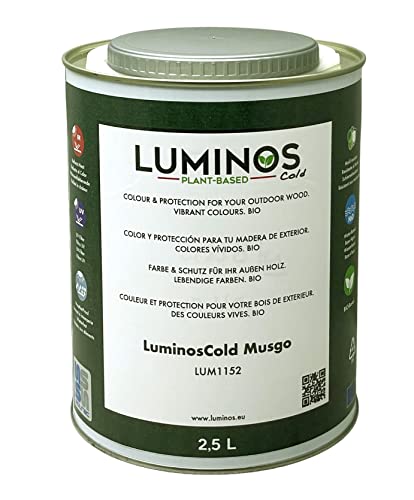 Luminos Cold - LUM1152 - MUSGO - Biopolymer-Lasur auf Wasserbasis. Verwendung für Holz im Außenbereich - Grün Moss 2.5L von SOLRAC COATINGS