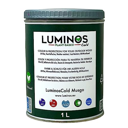 Luminos Cold - LUM1152 - MUSGO - Biopolymer-Lasur auf Wasserbasis. Verwendung für Holz im Außenbereich - Grün Moss 1L von SOLRAC COATINGS