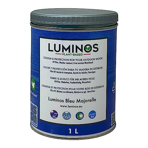 Luminos LUM1102 - BLEU MAJORELLE - Biopolymer-Lasur auf Wasserbasis. Verwendung für Holz im Außenbereich - Blau Majorelle 1L von SOLRAC COATINGS