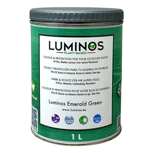 Luminos LUM1105- EMERALD GREEN - Biopolymer-Lasur auf Wasserbasis. Verwendung für Holz im Außenbereich - Grün Emerald 1L von SOLRAC COATINGS