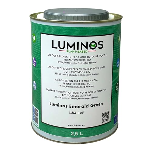 Luminos LUM1105- EMERALD GREEN - Biopolymer-Lasur auf Wasserbasis. Verwendung für Holz im Außenbereich - Grün Emerald 2.5L von Solrac