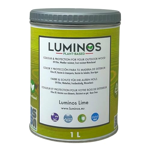 Luminos LUM1108 - LIME - Biopolymer-Lasur auf Wasserbasis. Verwendung für Holz im Außenbereich - Lime Grün 1L von Solrac