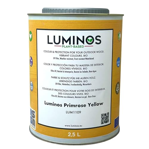 Luminos LUM1109 - PRIMROSE YELLOW - Holzlasur Außen - Biopolymer-Wasserbasis Lasur für Holz, UV-Schutz und Wetterfest - Gelb 2.5L Luminos LUM1109 - PRIMROSE YELLOW - Holzlasur Außen - Biopolymer-Wasserbasis Lasur für Holz, UV-Schutz und Wetterfest - Gelb 2.5L von Solrac