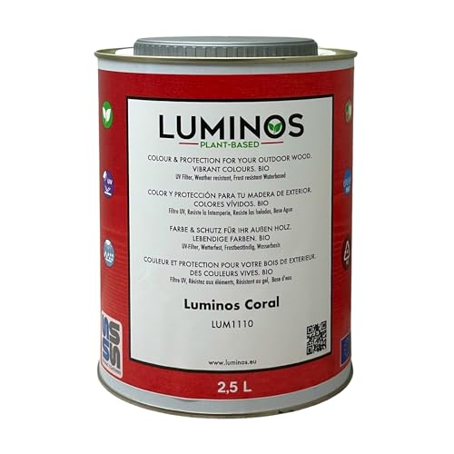 Luminos LUM1110- CORAL - Biopolymer-Lasur auf Wasserbasis. Verwendung für Holz im Außenbereich - Coral Red 2.5L von Solrac