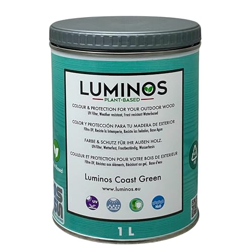 Luminos LUM1118 - COAST GREEN - Biopolymer-Lasur auf Wasserbasis. Verwendung für Holz im Außenbereich - Coast Grün 1L von SOLRAC COATINGS