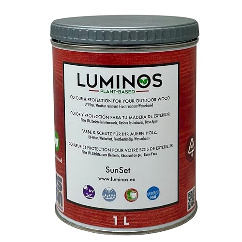 Luminos LUM1119 - SUNSET - Biopolymer-Lasur auf Wasserbasis. Verwendung für Holz im Außenbereich - Orange 1L von SOLRAC COATINGS