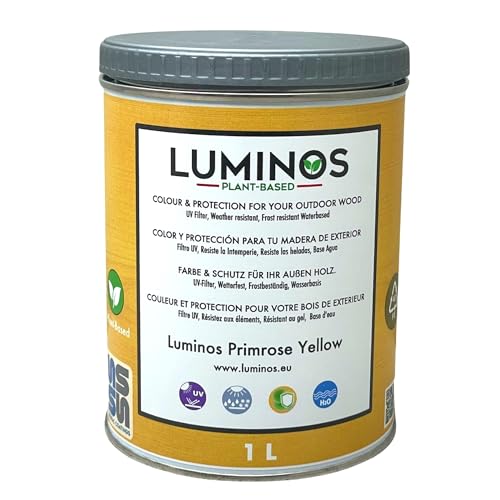 Luminos LUM1109 - PRIMROSE YELLOW - Biopolymer-Lasur auf Wasserbasis. Verwendung für Holz im Außenbereich - Gelb 1L von SOLRAC COATINGS
