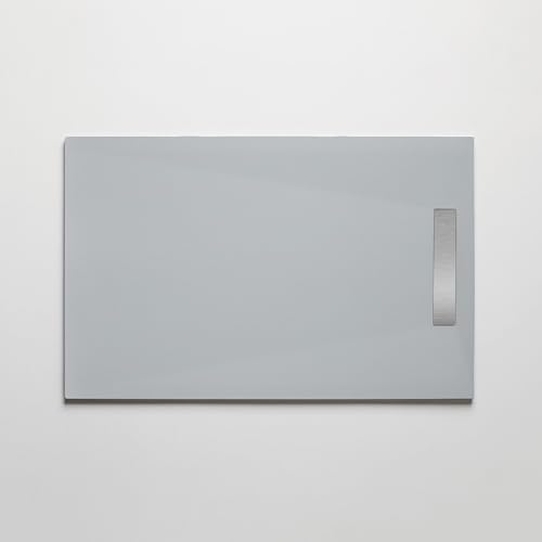 Duschwanne aus Kunstharz, 100 x 140 cm, Stein-Finish in Grau – Modell PURE mit Edelstahlgitter und Ablaufgarnitur im Lieferumfang enthalten von Luminosa ArredoBagno