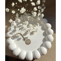 Geschenk | Gästegeschenk Weißes Bubbletablett/Wolkentablett Aus Keramik von LuminousBloomsDE