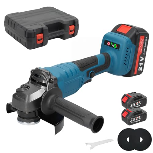Akku-Winkelschleifer, 7000RPM Akku Winkelschleifer, 125mm M14 Mini Schleifwerkzeug 21V Bürstenlos mit 2 Batterien & 2 Scheiben, zum Schneiden, Schleifen, Polieren, 2-Positionen-Seitengriff Akku-Winkelschleifer, 7000RPM Akku Winkelschleifer, 125mm M14 Mini Schleifwerkzeug 21V Bürstenlos mit 2 Batterien & 2 Scheiben, zum Schneiden, Schleifen, Polieren, 2-Positionen-Seitengriff von Lumirio