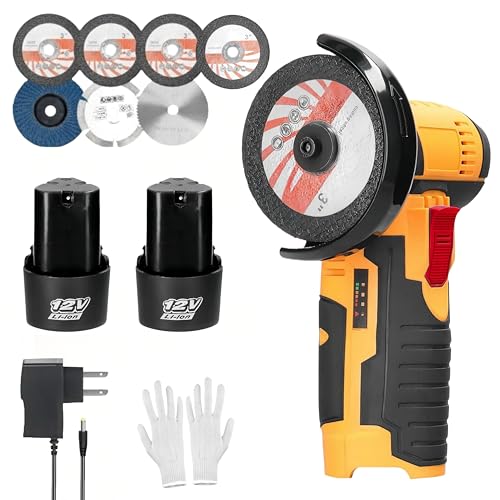 Akku-Winkelschleifer, Mini-Winkelschleifer mit 2 Batterien, 19500 U/min, 76 mm, kleines Akku-Schleifwerkzeug mit 7 Trennscheiben, für Holz, Keramik, Fliesen, Schneiden, Polieren, Schleifen Akku-Winkelschleifer, Mini-Winkelschleifer mit 2 Batterien, 19500 U/min, 76 mm, kleines Akku-Schleifwerkzeug mit 7 Trennscheiben, für Holz, Keramik, Fliesen, Schneiden, Polieren, Schleifen von Lumirio