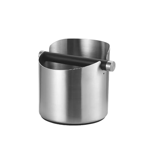 Espresso-Klopfbox, Edelstahl-Kaffeesatzbehälter mit abnehmbarer Klopfstange und rutschfester Gummiunterseite, Espresso-Puck-Klopfbox für Zuhause, Café, Restaurant, Hotel, Büro (Silber) von Lumirio