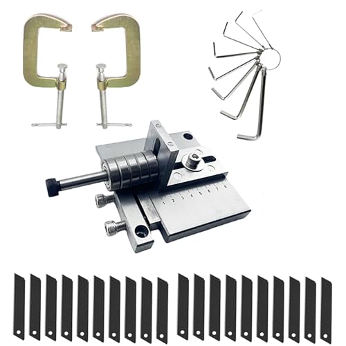 Lederbandschneider, professioneller Lederspalter für dickes hartes Leder, max. 90 mm Schnittbreite, Ledergürtelschneidemaschine mit 2 G-Klemmen, 20 Klingen und 8 Schraubenschlüsseln Lederbandschneider, professioneller Lederspalter für dickes hartes Leder, max. 90 mm Schnittbreite, Ledergürtelschneidemaschine mit 2 G-Klemmen, 20 Klingen und 8 Schraubenschlüsseln von Lumirio
