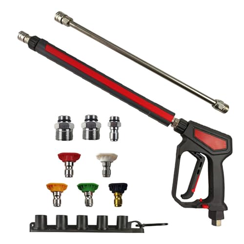 Lumirio Hochdruckreiniger-Pistole mit 3/8-Zoll-Drehgelenk-Schnellanschluss, 5000 PSI 12 GPM Hochdruckreinigerstab mit 5 Düsenspitzen und Halter, M22–14 mm & M22–15 mm Armatur, Verlängerung für Lumirio Hochdruckreiniger-Pistole mit 3/8-Zoll-Drehgelenk-Schnellanschluss, 5000 PSI 12 GPM Hochdruckreinigerstab mit 5 Düsenspitzen und Halter, M22–14 mm & M22–15 mm Armatur, Verlängerung für von Lumirio
