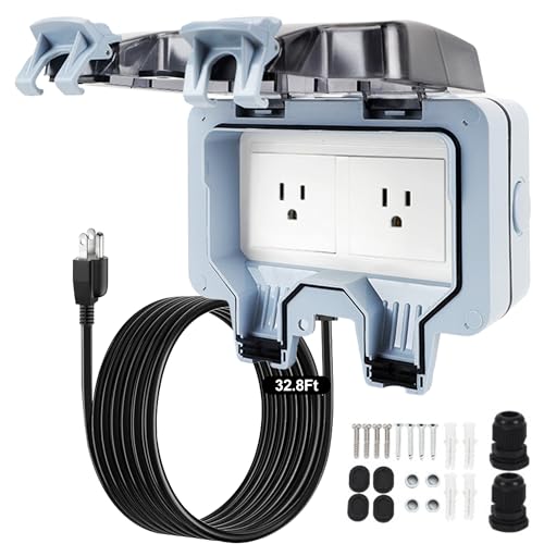 NEMA 5-15R, STW 14 AWG, IP66 wasserdichte Outdoor-Elektrobox mit abschließbarer Abdeckung, Außensteckdose für Garten, Hof, Sportplatz von Lumirio