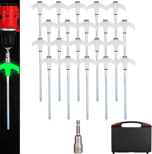 Zeltheringe, 20,3 cm, Bohrbare Bodenanker, Heringe zum Einschrauben, für Camping, Terrasse, Garten, Markise, Baldachin, Grasland, Metall-Zeltheringe mit Sechskantkopfantrieb und Aufbewahrungsbox Zeltheringe, 20,3 cm, Bohrbare Bodenanker, Heringe zum Einschrauben, für Camping, Terrasse, Garten, Markise, Baldachin, Grasland, Metall-Zeltheringe mit Sechskantkopfantrieb und Aufbewahrungsbox von Lumirio