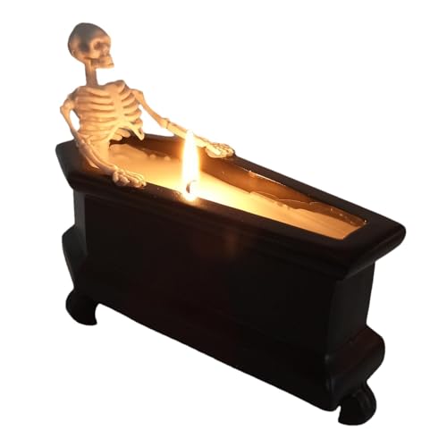Halloween-Skelett-Kerze – Skelett-Badedekor-Kerze | -Skelett in Sargform, Kerzenornament | Badende Skelettkerze mit lustigem Lächeln für Kamine, Wände, Tische, Regale Halloween-Skelett-Kerze – Skelett-Badedekor-Kerze | -Skelett in Sargform, Kerzenornament | Badende Skelettkerze mit lustigem Lächeln für Kamine, Wände, Tische, Regale von Lumiscent