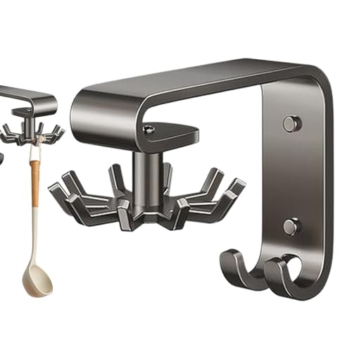 Lumiscent Schranktürhaken – Küchenhaken unter dem Schrank | 360 drehbare Haken unter dem | Utensilienhalter aus Edelstahl | Platzsparende Küchenhaken zur Aufbewahrung von Utensilien von Lumiscent