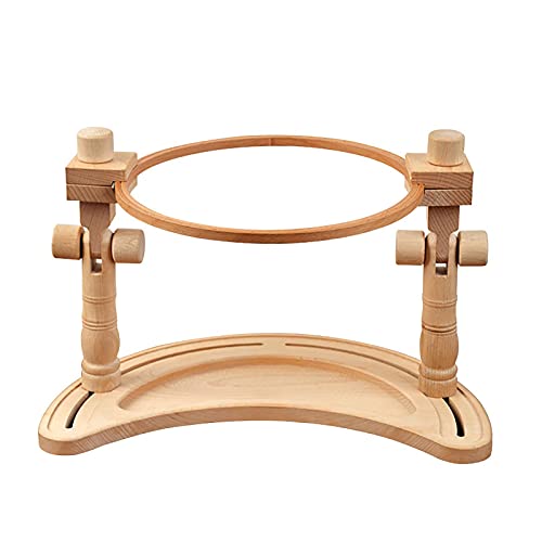 Quilting Hoop Ständer, verstellbarer -Stickständer mit halbmondförmiger Basis, Buchenholz Kreuzstich Bodenständer, Stickrahmenständer, Stickständer für Handarbeit und Nadelspitzenhandwerk von Lumiscent