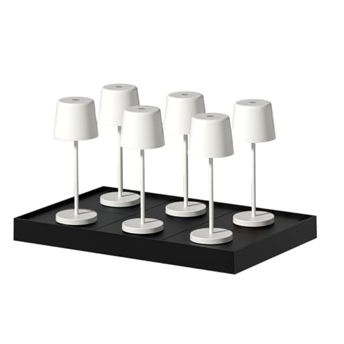 KELLY Mini Tischleuchte, kabellos, Aluminium, LED, Weiß, dimmbar, Höhe 22 cm, mit Ladeplatte, 6 Stück KELLY Mini Tischleuchte, kabellos, Aluminium, LED, Weiß, dimmbar, Höhe 22 cm, mit Ladeplatte, 6 Stück von Lumisky