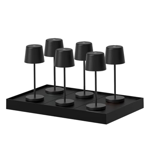 KELLY Mini Tischleuchte, kabellos, Aluminium, LED, Weiß, dimmbar, Höhe 22 cm, mit Ladeplatte, 6 Stück von Lumisky