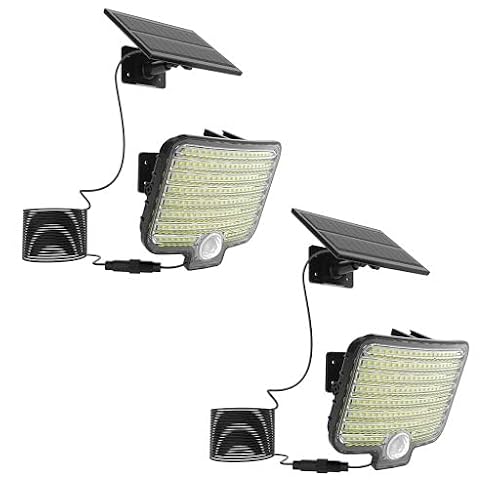 Lumisky 2er Set Solarstrahler mit starker Beleuchtung LED weiß BRIGHTLY mit Bewegungsmelder schwenkbar Solarpanel deportiert von Lumisky