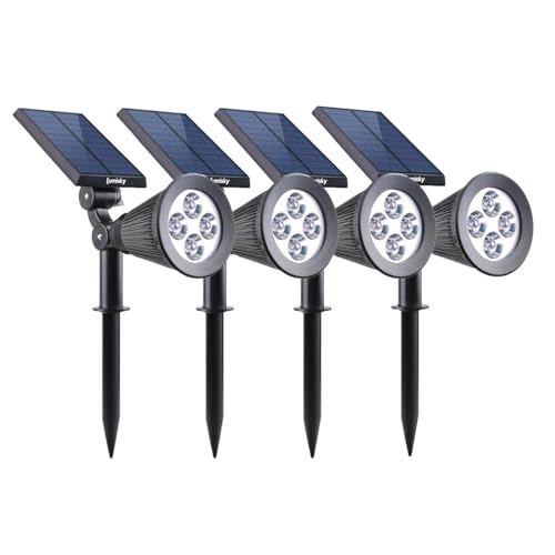 Lumisky 4 Stück Solar-Spots, 2-in-1, zum Stecken oder Befestigen, leistungsstarke Beleuchtung, dimmbar, LED, Weiß, Höhe 42 cm von Lumisky