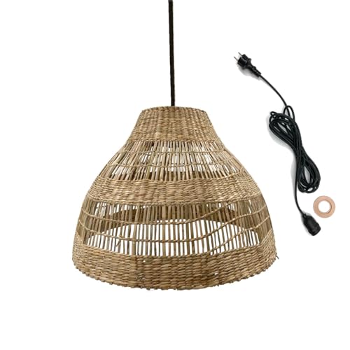 Lumisky Merida Outdor-Kabel Hängeleuchte für den Außenbereich aus Seegras im Boho-Stil, 5 m Kabellänge von Lumisky