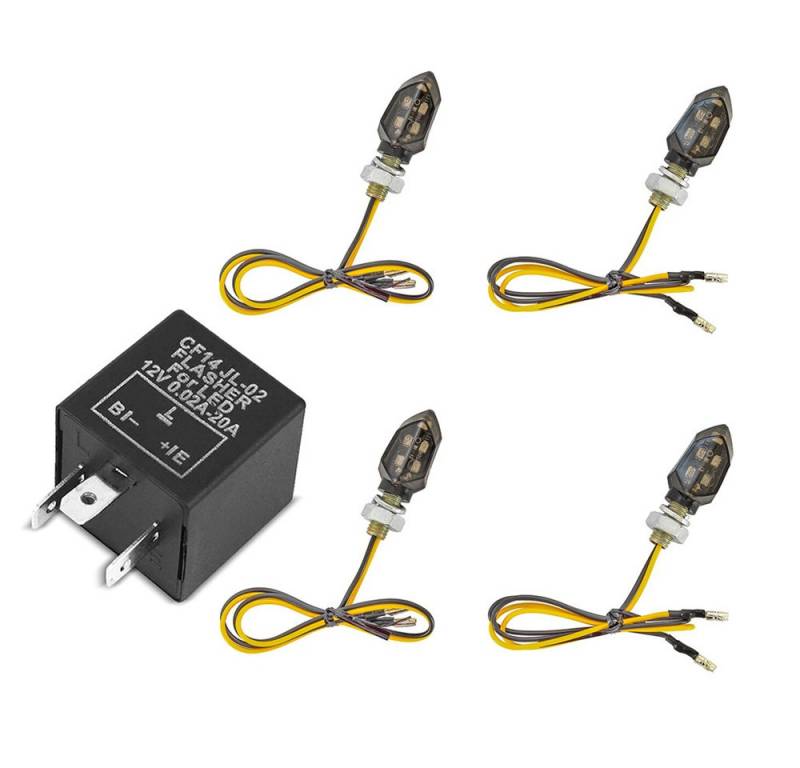 Lumitecs Halter 2x 2 Stück LED Blinker KP8 mit E-Prüfzeichen vorne-hinten getönt + 12V von Lumitecs
