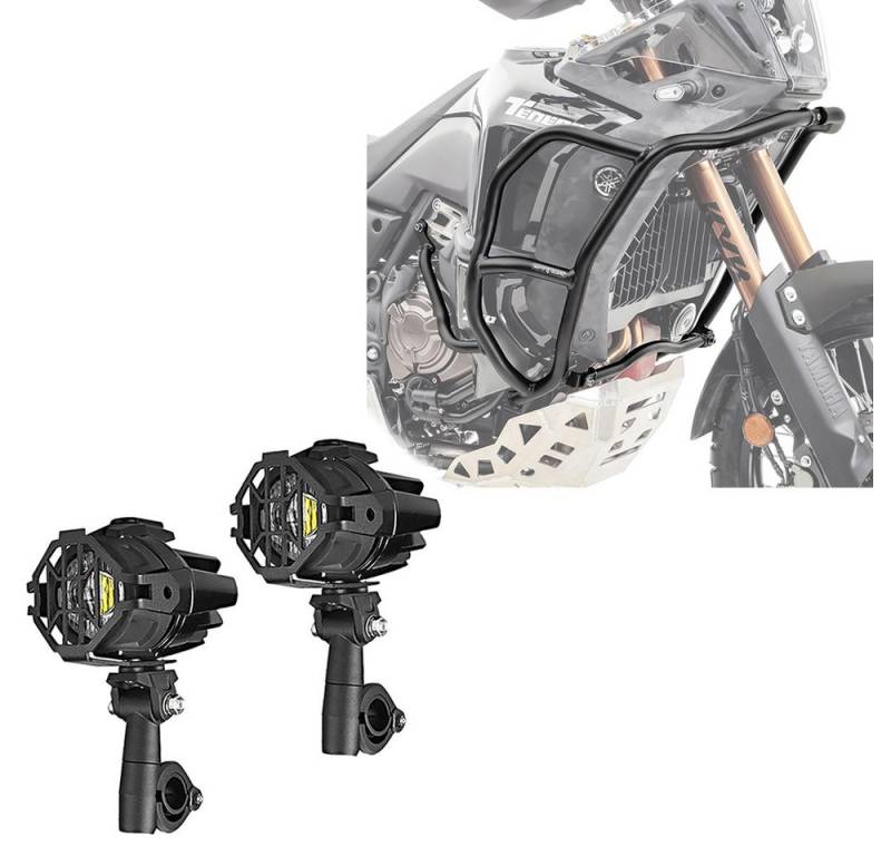 Lumitecs Halter 2x LED Nebelscheinwerfer S22X + Sturzbügel passend für Yamaha Tenere 7 von Lumitecs