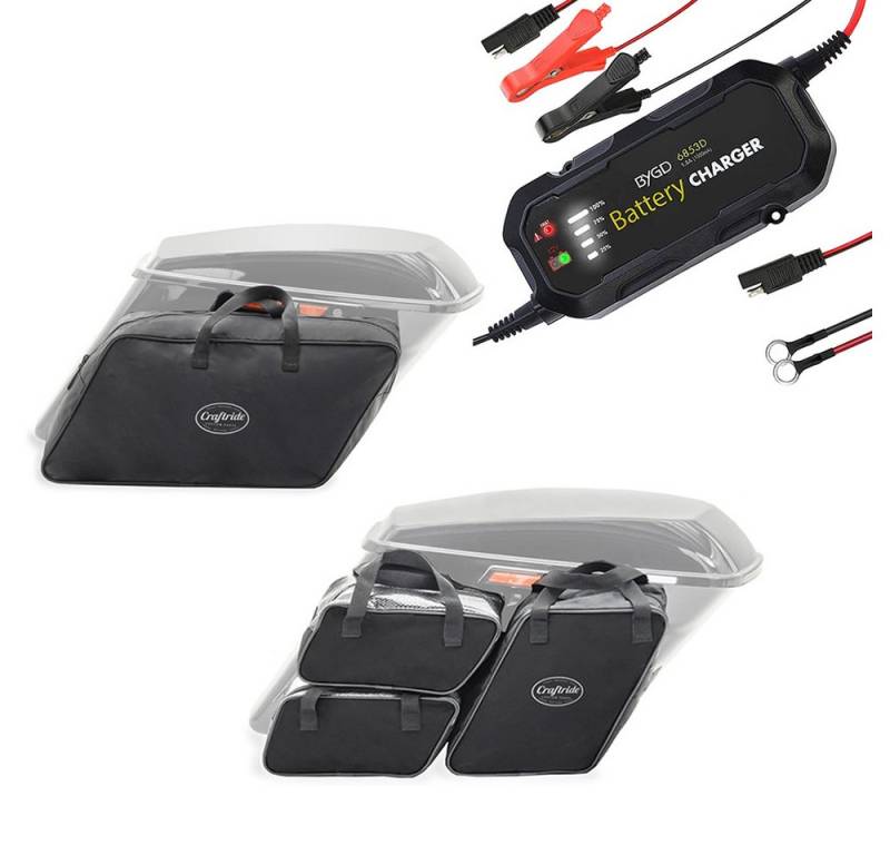 Lumitecs Halter Batterie Ladegerät 1.500mA + Koffer Innentaschen passend für Harley Da von Lumitecs