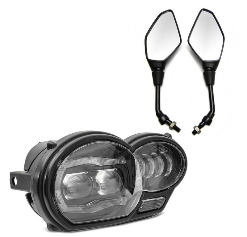 Lumitecs Halter LED Scheinwerfer passend für BMW R 1200 GS 04-12 QL4 + Rückspiegel ECE von Lumitecs