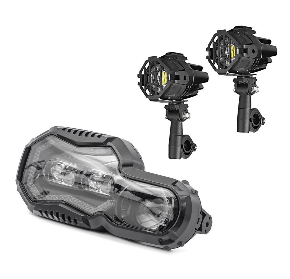 Lumitecs Halter LED Zusatzscheinwerfer Set + LED Scheinwerfer passend für BMW F 800 GS von Lumitecs