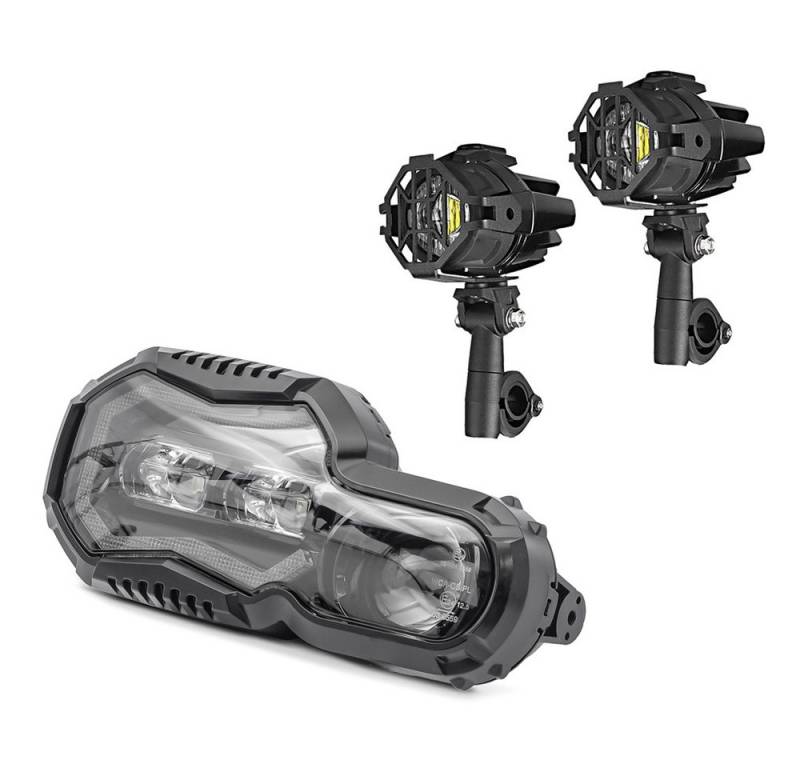 Lumitecs Halter LED Zusatzscheinwerfer Set + LED Scheinwerfer passend für BMW F 800 GS von Lumitecs