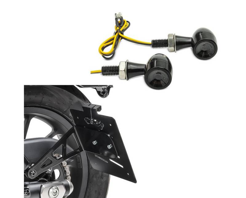 Lumitecs Halter Seitlicher Kennzeichenhalter + LED Blinker BL18 mit E-Prüfzeichen vorn von Lumitecs