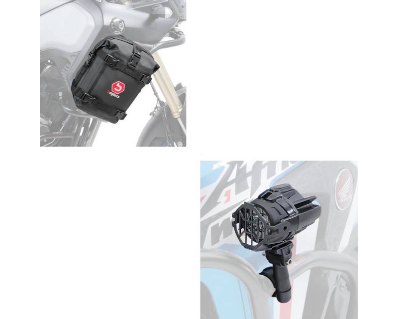 Lumitecs Halter Set LED Zusatzscheinwerfer + Sturzbügeltasche S1 von Lumitecs