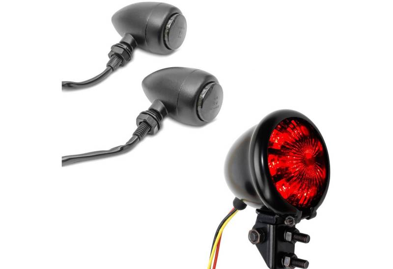 Lumitecs Halter Set: LED Blinker BL15 + LED Rücklicht passend für Chopper von Lumitecs