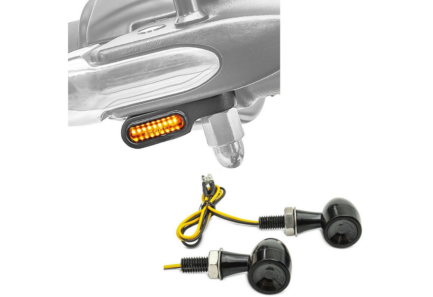 Lumitecs Halter Set: LED Lenkerblinker XS + LED Blinker BL18 vorne-hinten von Lumitecs