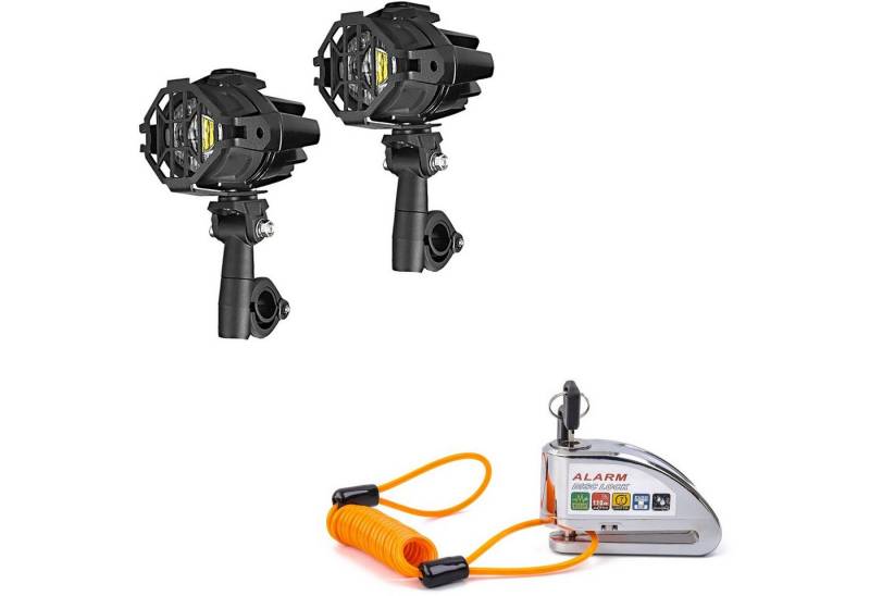 Lumitecs Halter Set: LED Zusatzscheinwerfer S22X + Bremssscheibenschloss Alarm 110dB von Lumitecs