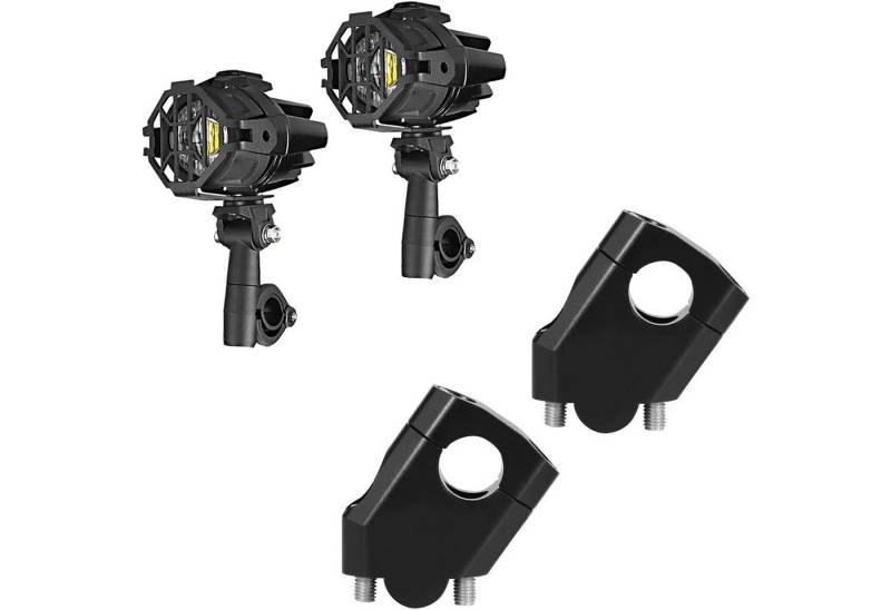 Lumitecs Halter Set: Motorrad LED Zusatzscheinwerfer mit Halter S22X # mit Lenkererhöh von Lumitecs