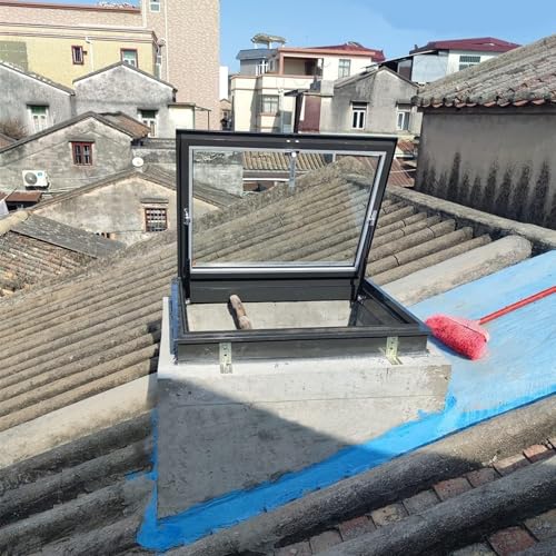 Dachausstiegsfenster Dachfenster, Dachausstiegsfenster for Dachboden, Sicht- und Lüftungstür, mit manueller Lüftung(50x95cm/19.7x37.4in) von Lumivex